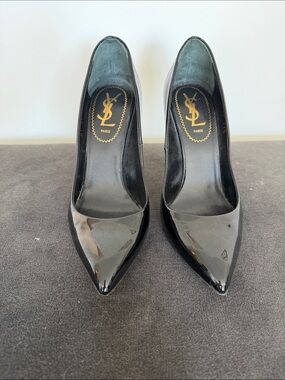 Saint Laurent Black Patent Pointed-Toe Pumps